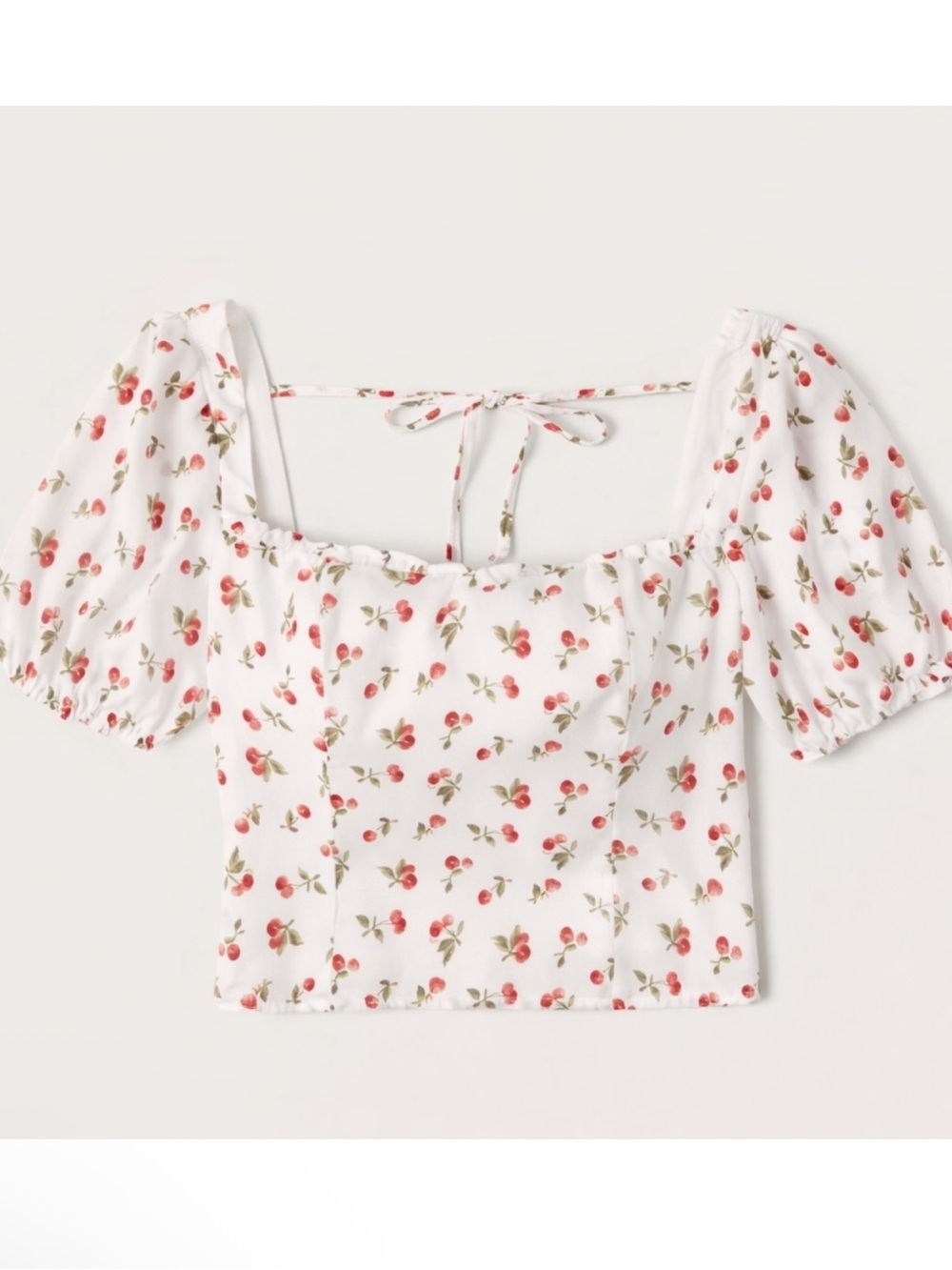 Abercrombie Cherries Tomato Girl Puff Sleeve Top Cottagecore XS